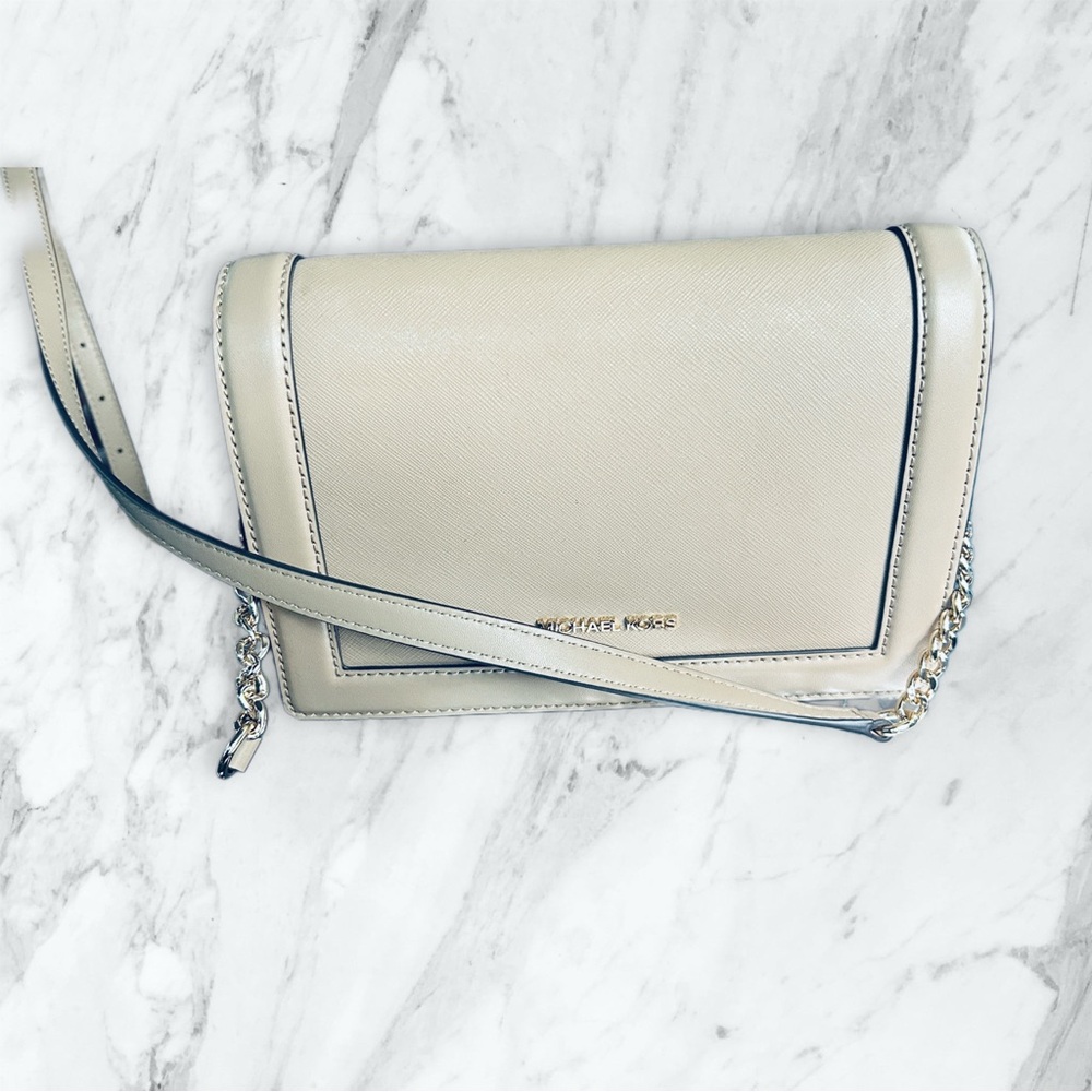 Michael Kors cream crossbody handbag with gold hardware